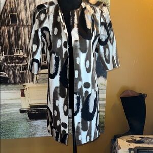 Chic Black and White Patterned Coat
